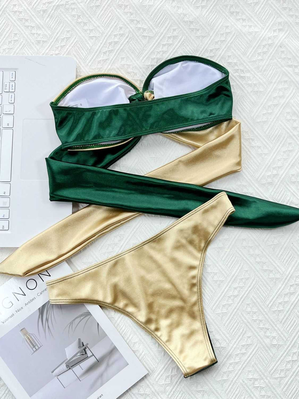 Two-Tone Ring Detail Tied Bikini Set - Bikini from hopeford-streams.myshopify.com
