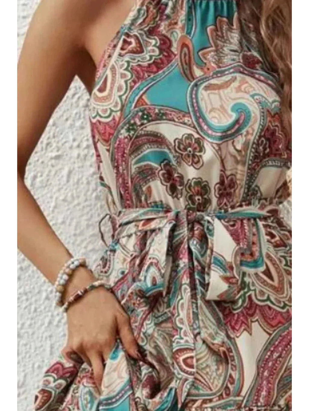Tied Floral Sleeveless Dress -- 