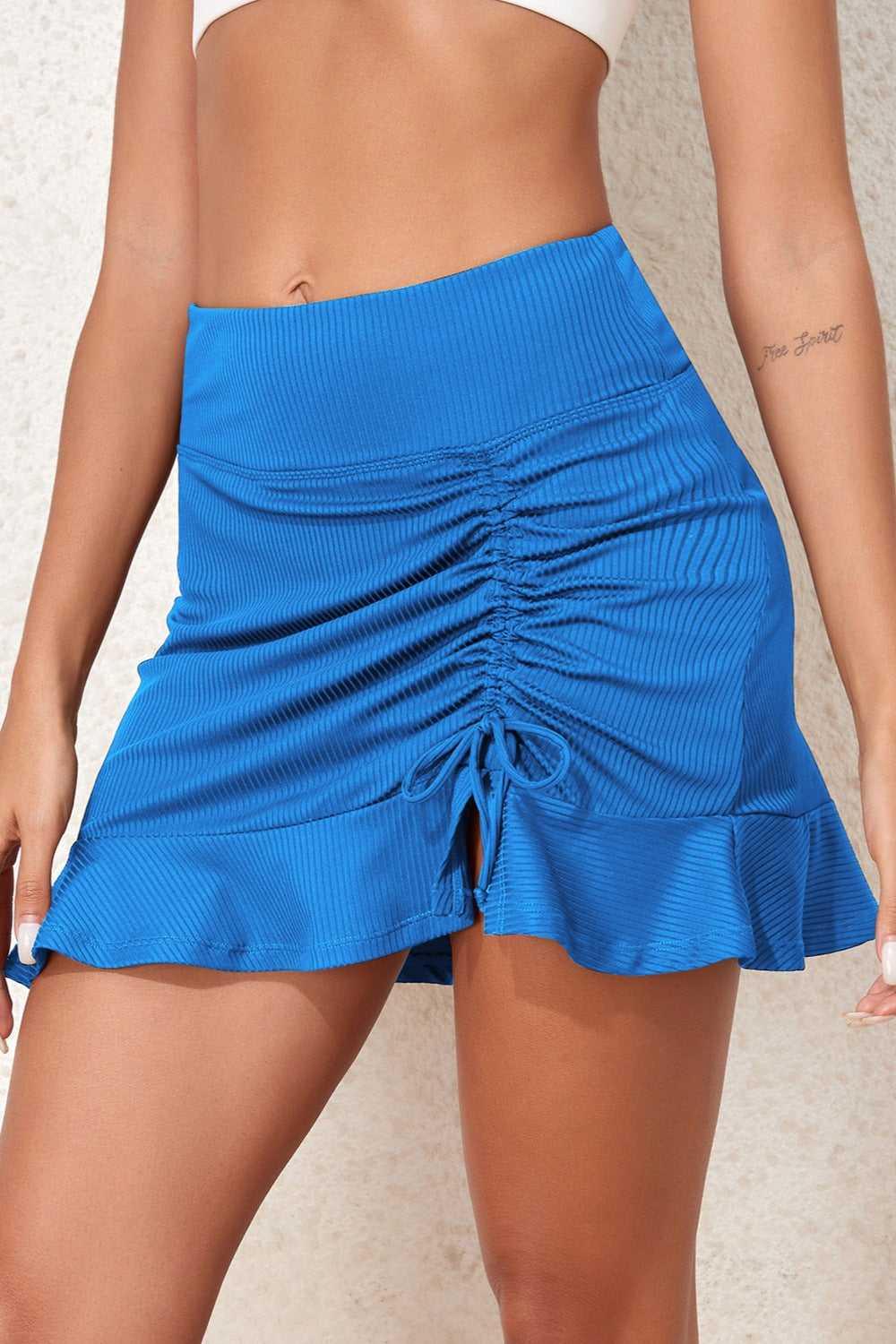 Ruched Elastic Waist Swim Skirt -- 