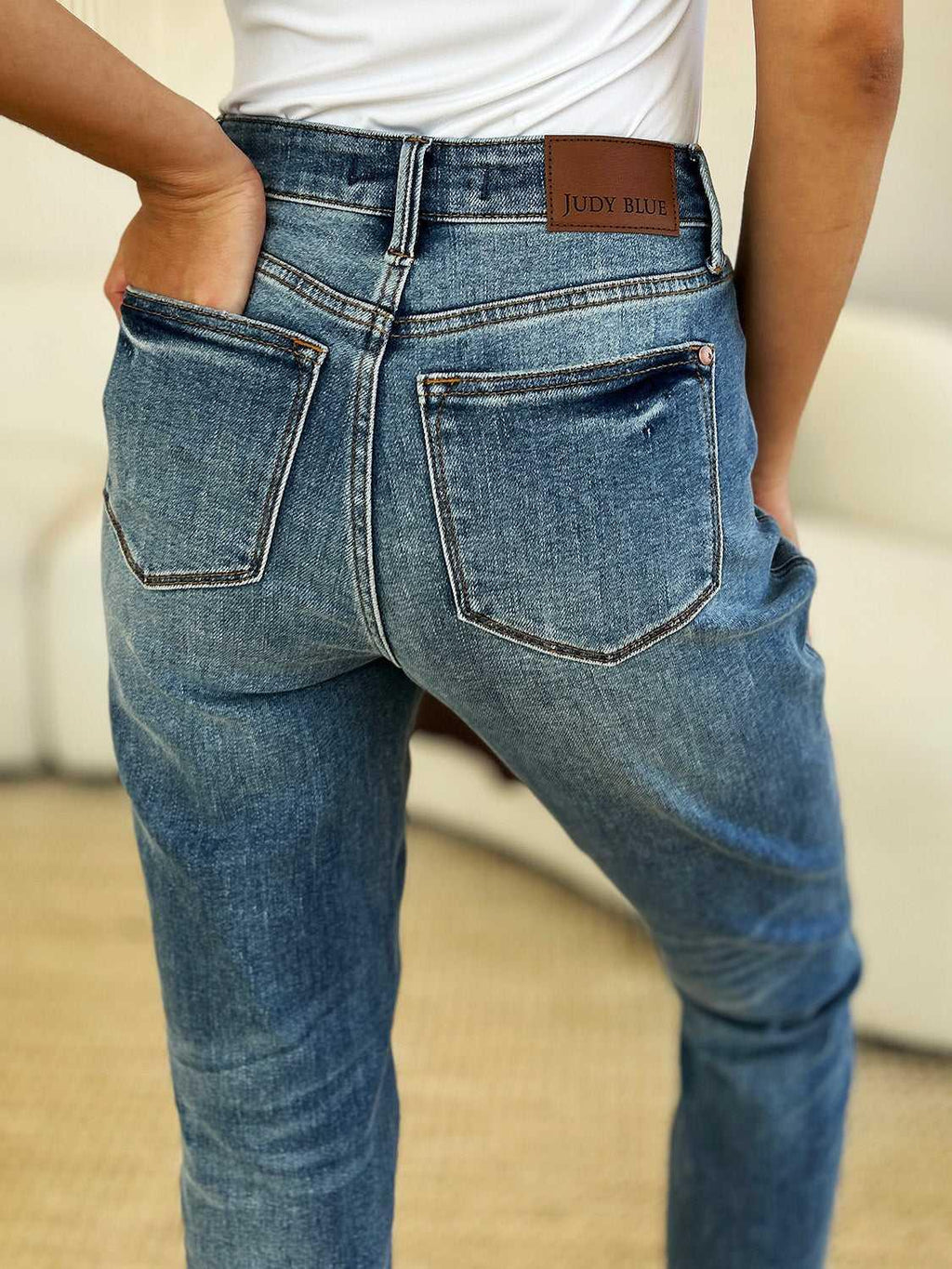 Judy Blue Full Size Mid Rise Rigid Magic Release Hem Jeans -- 