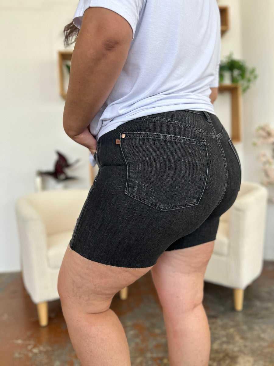 Judy Blue Full Size High Waist Rigid Magic Denim Shorts -- 