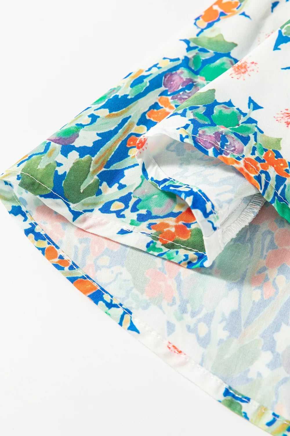 Floral Print Bow Applique Slit Sleeveless Peplum Blouse