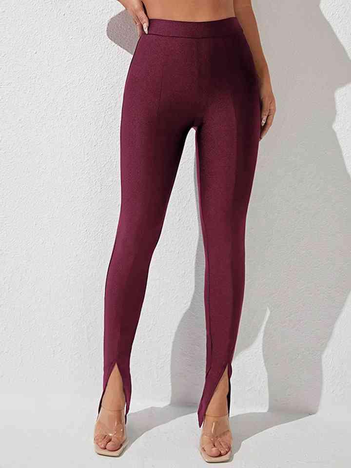 High Waist Slit Skinny Pants -- 