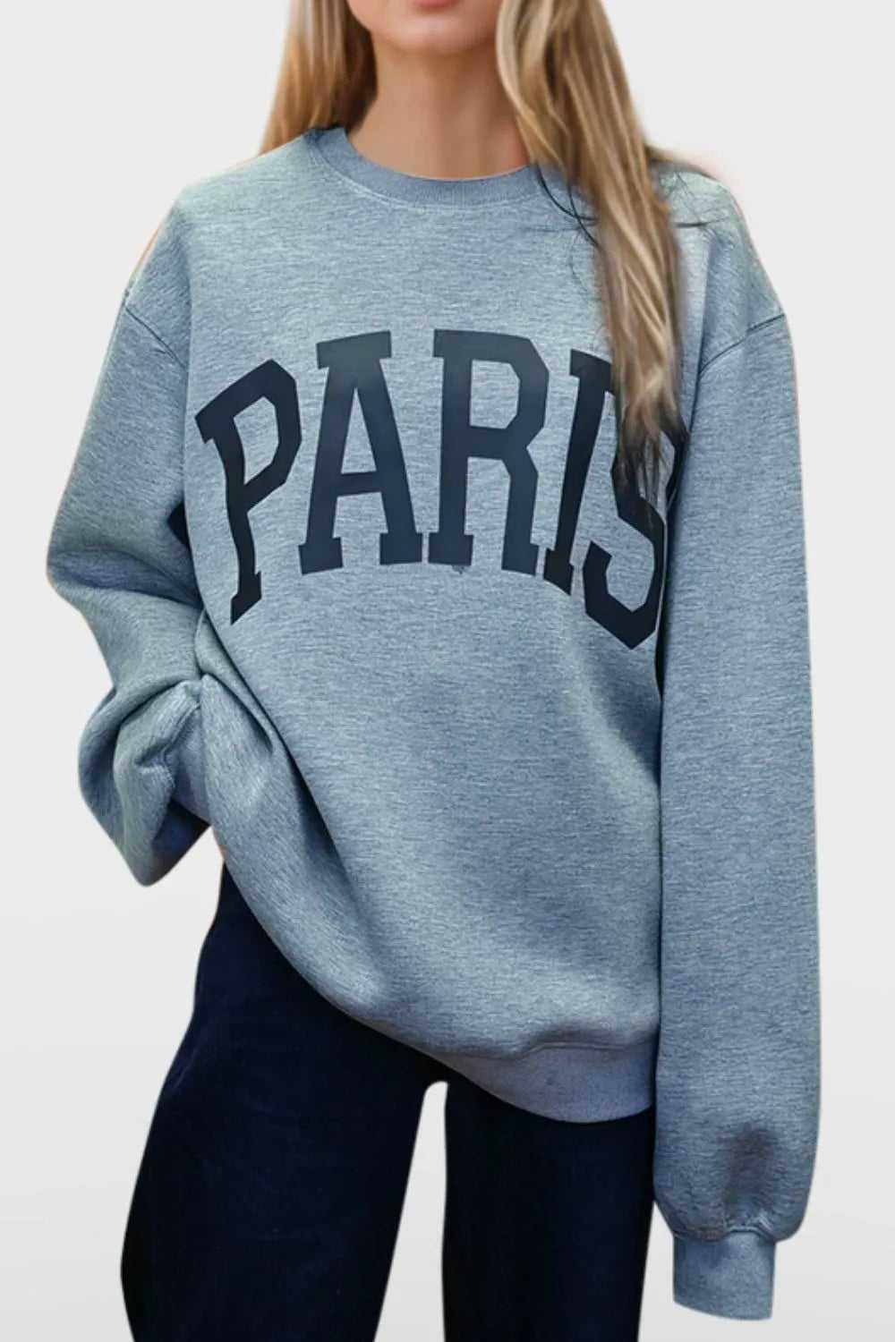 Basic Bae PARIS Round Neck Long Sleeve Air Scuba Sweatshirt -- 