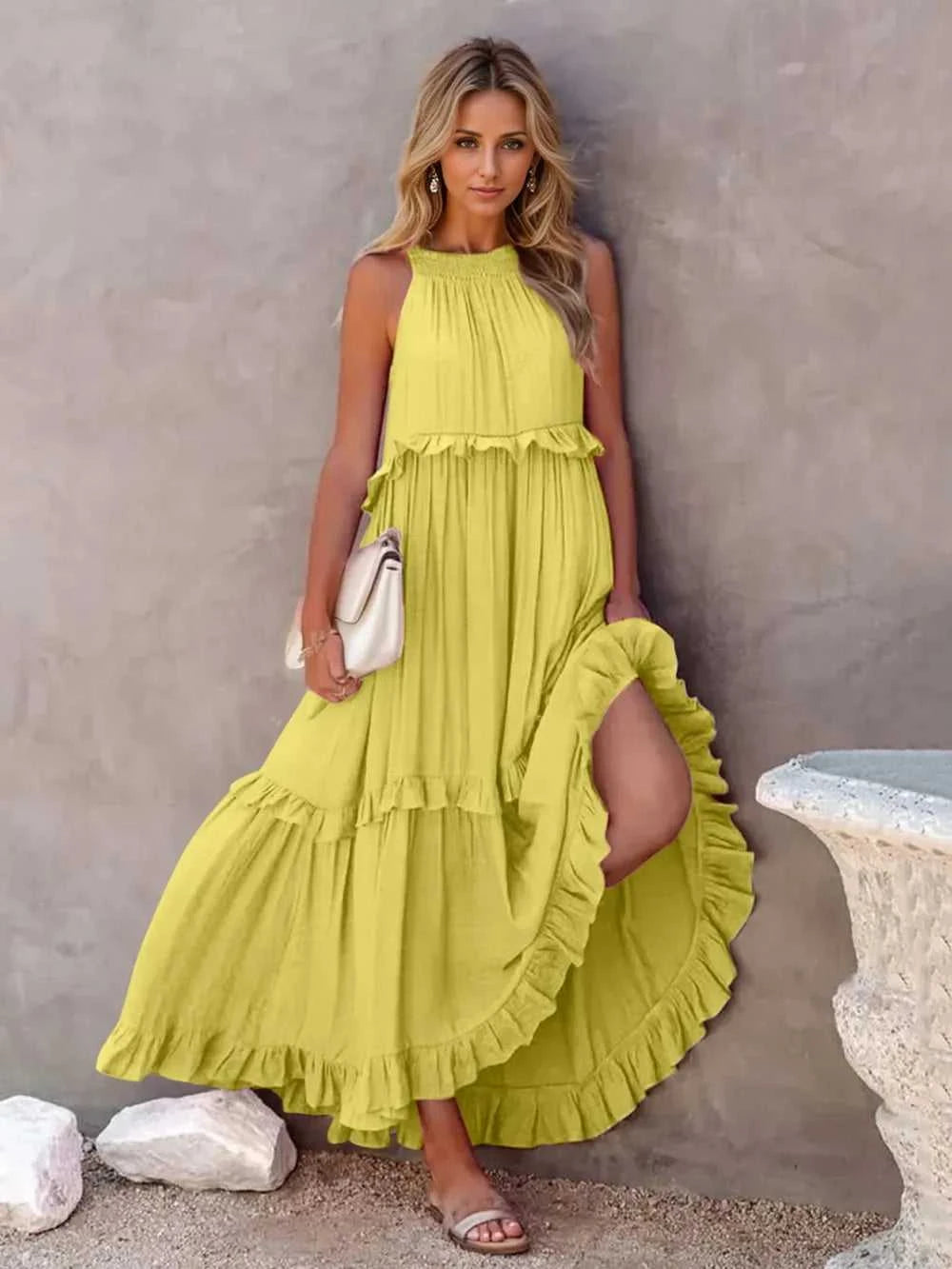 Ruffled Sleeveless Tiered Maxi Dress with Pockets - product_type from hopeford-streams.myshopify.com