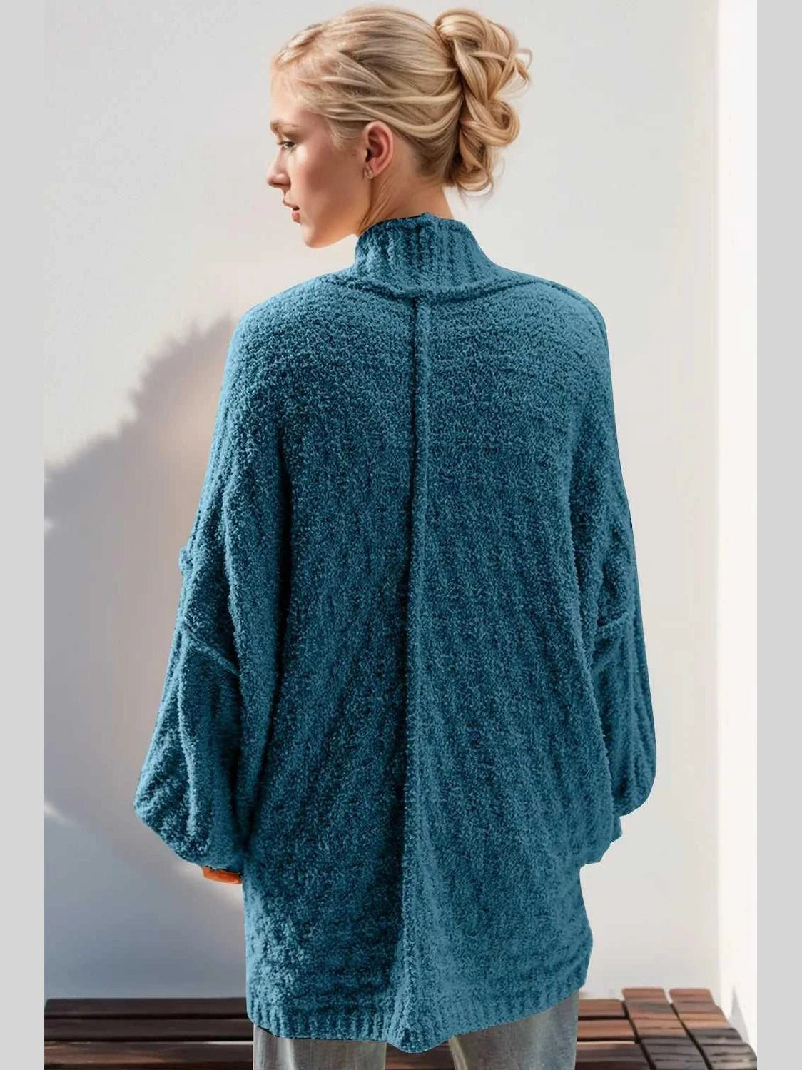 Double Take Full Size Open Front Long Sleeve Cardigan -- 