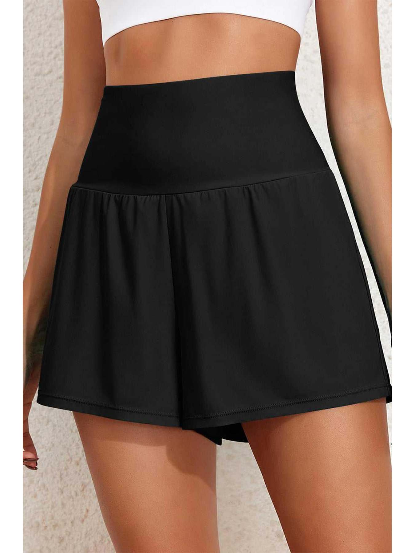 Pocketed High Waist Swim Shorts -- 