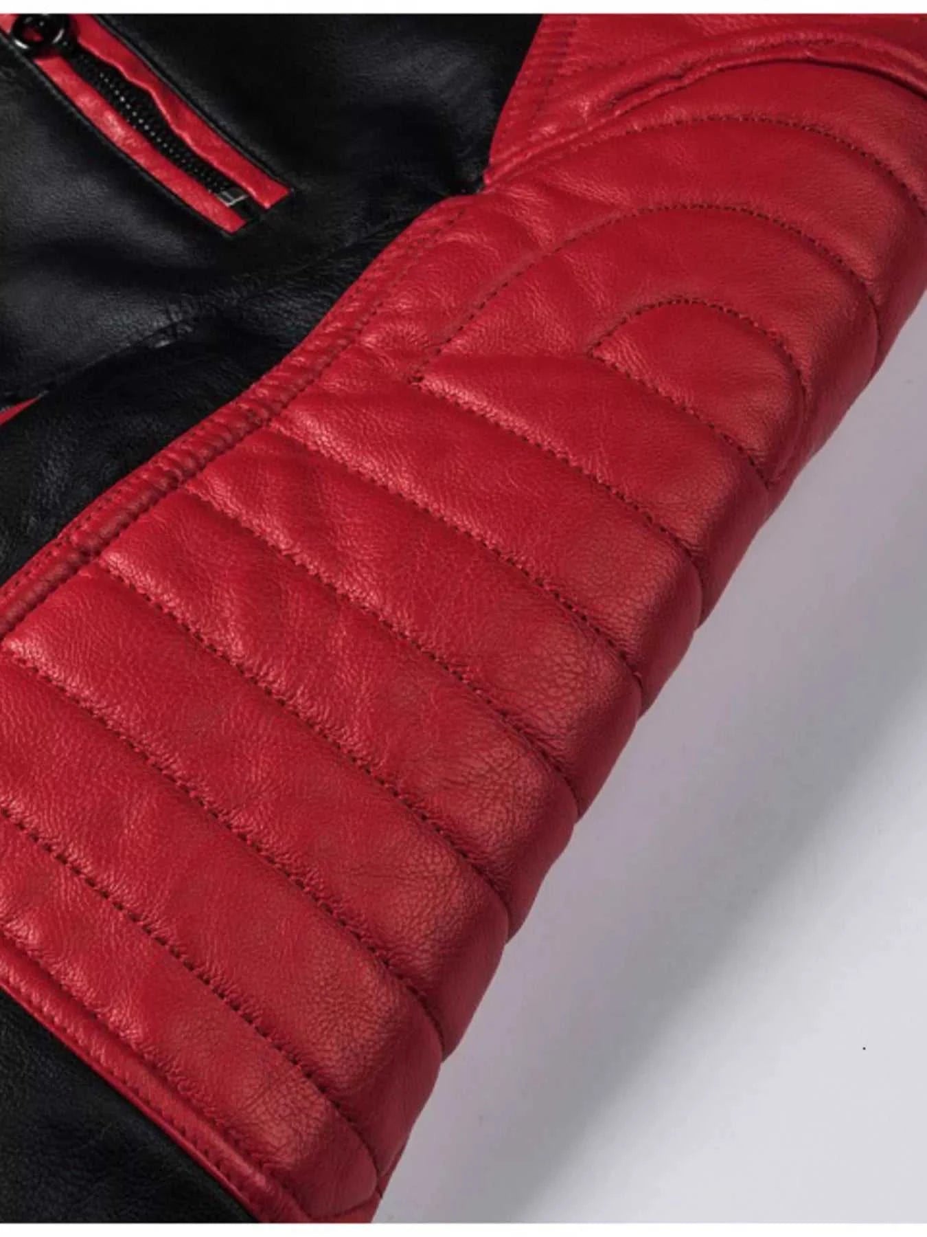 Men's Plus Size Two-Tone Slim Fit Motorcycle Leather Jacket