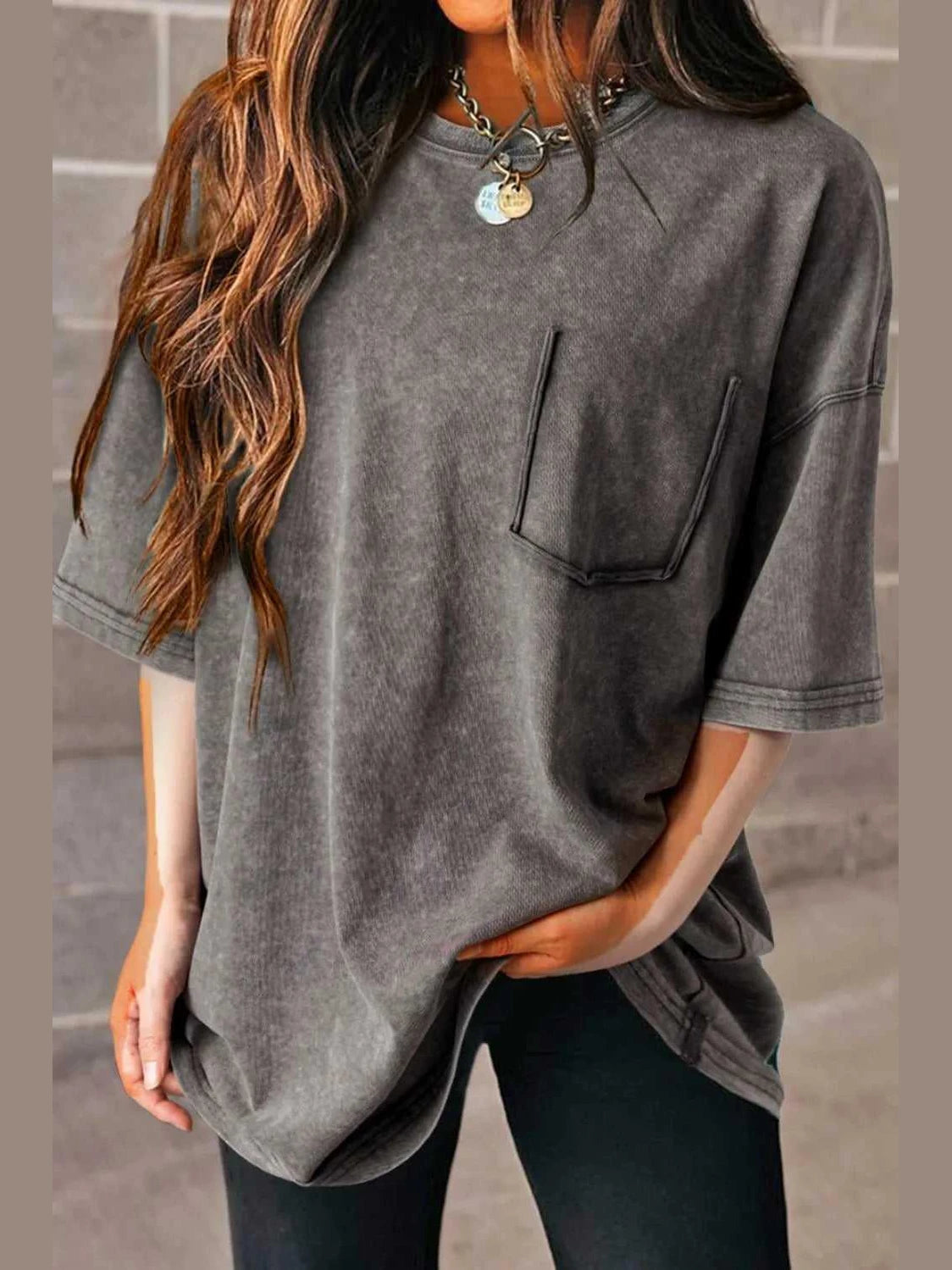 Mineral Wash Half Sleeve Vintage T Shirt -- 