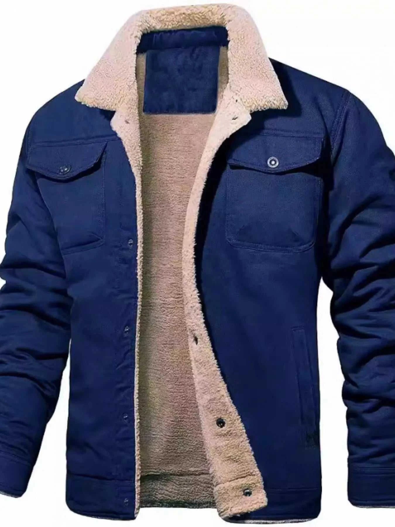 Men's Full Size Sherpa Lined Long Sleeve Jacket Plus Size