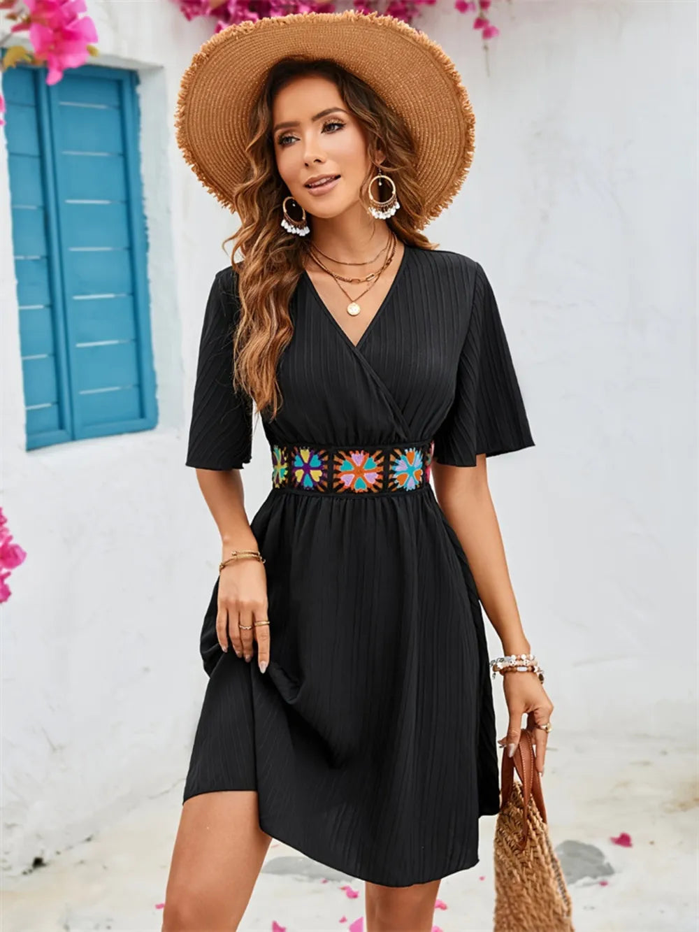 Elegant Flutter Sleeve Midi Dress – Casual Summer Style