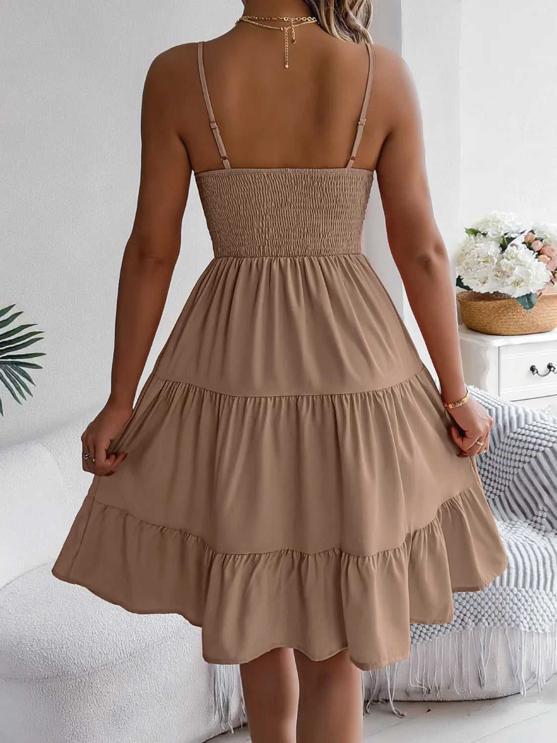Smocked Back Tiered Cami Dress