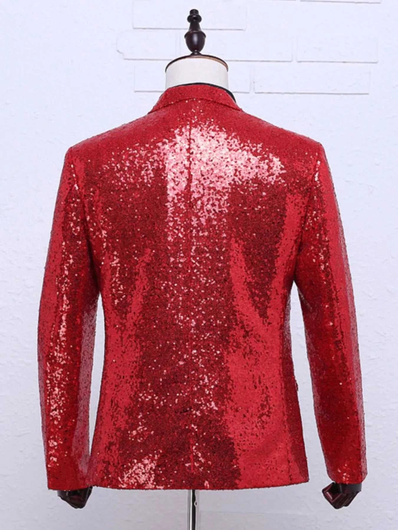 Men's Full Size Sequin One Button Long Sleeve Blazer Plus Size