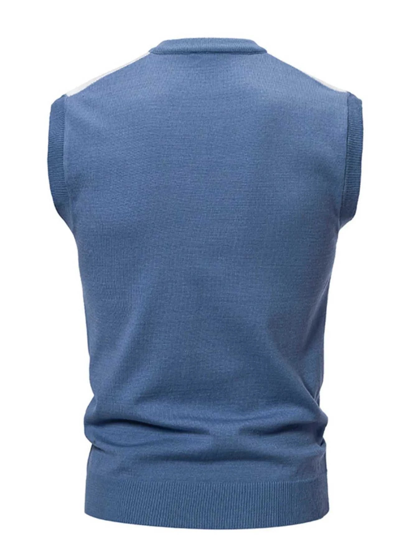 Men's Plus Size Diamond Pattern V-Neck Sweater Vest