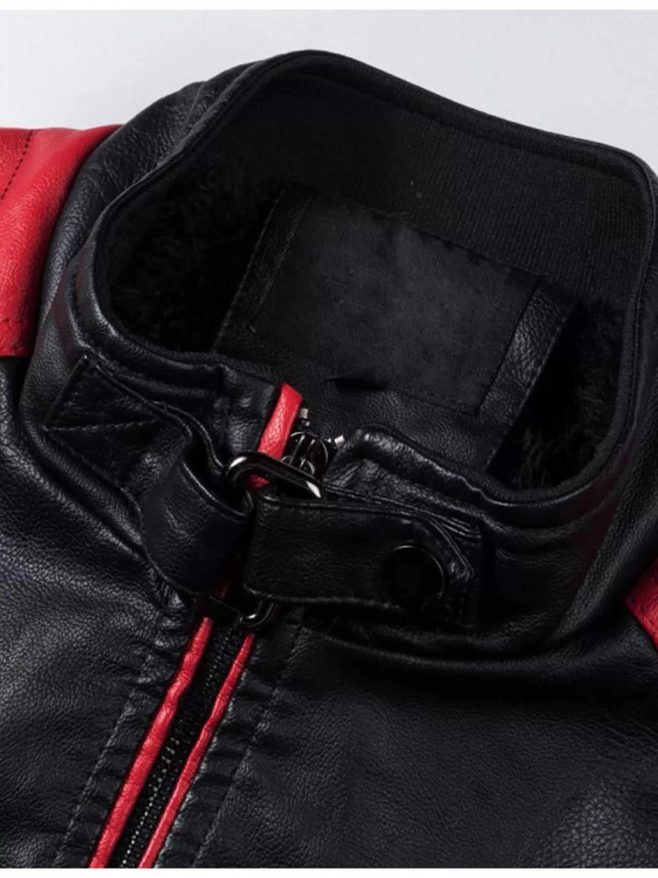 Men's Plus Size Two-Tone Slim Fit Motorcycle Leather Jacket