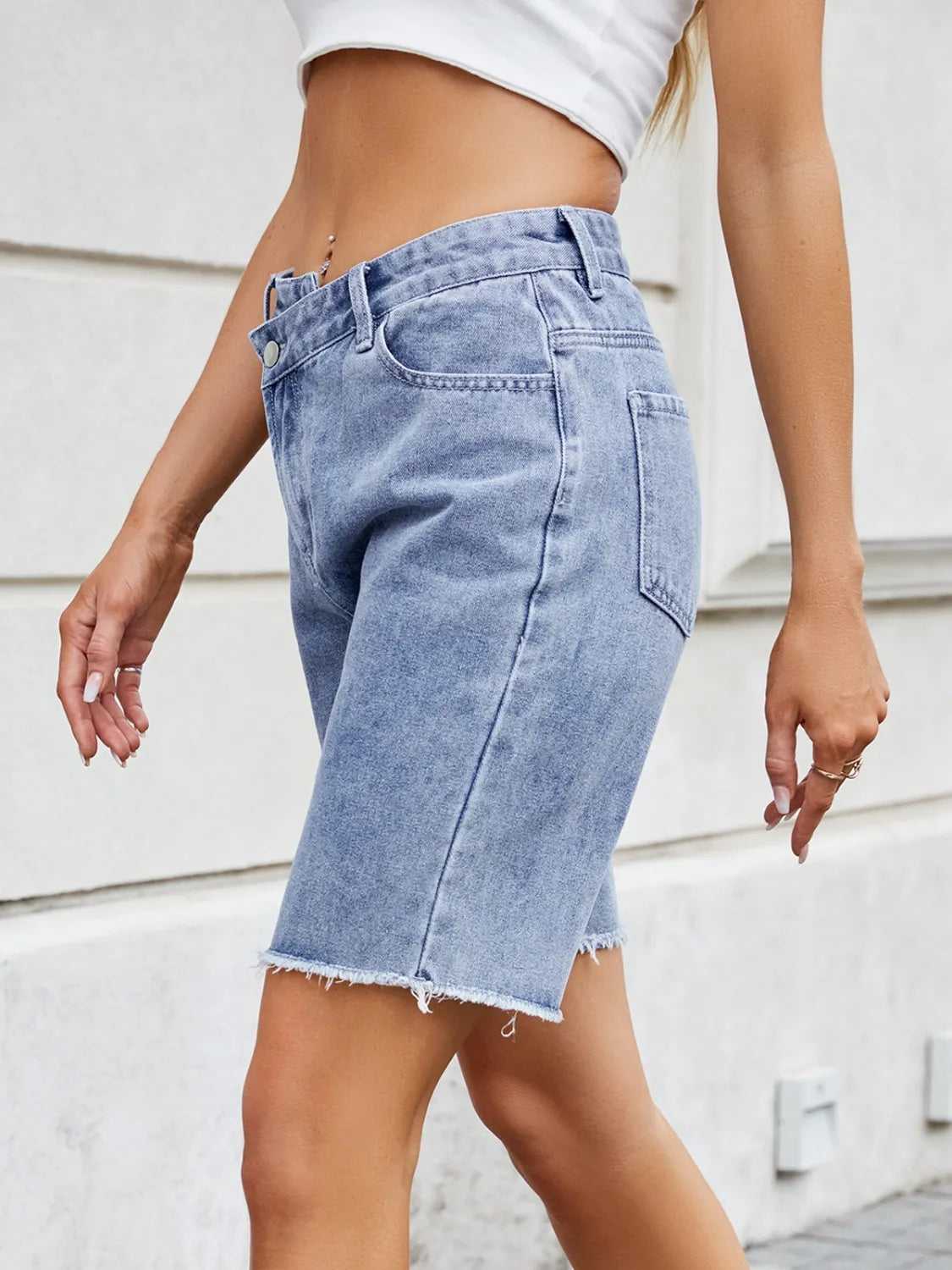 Raw Hem Denim Shorts