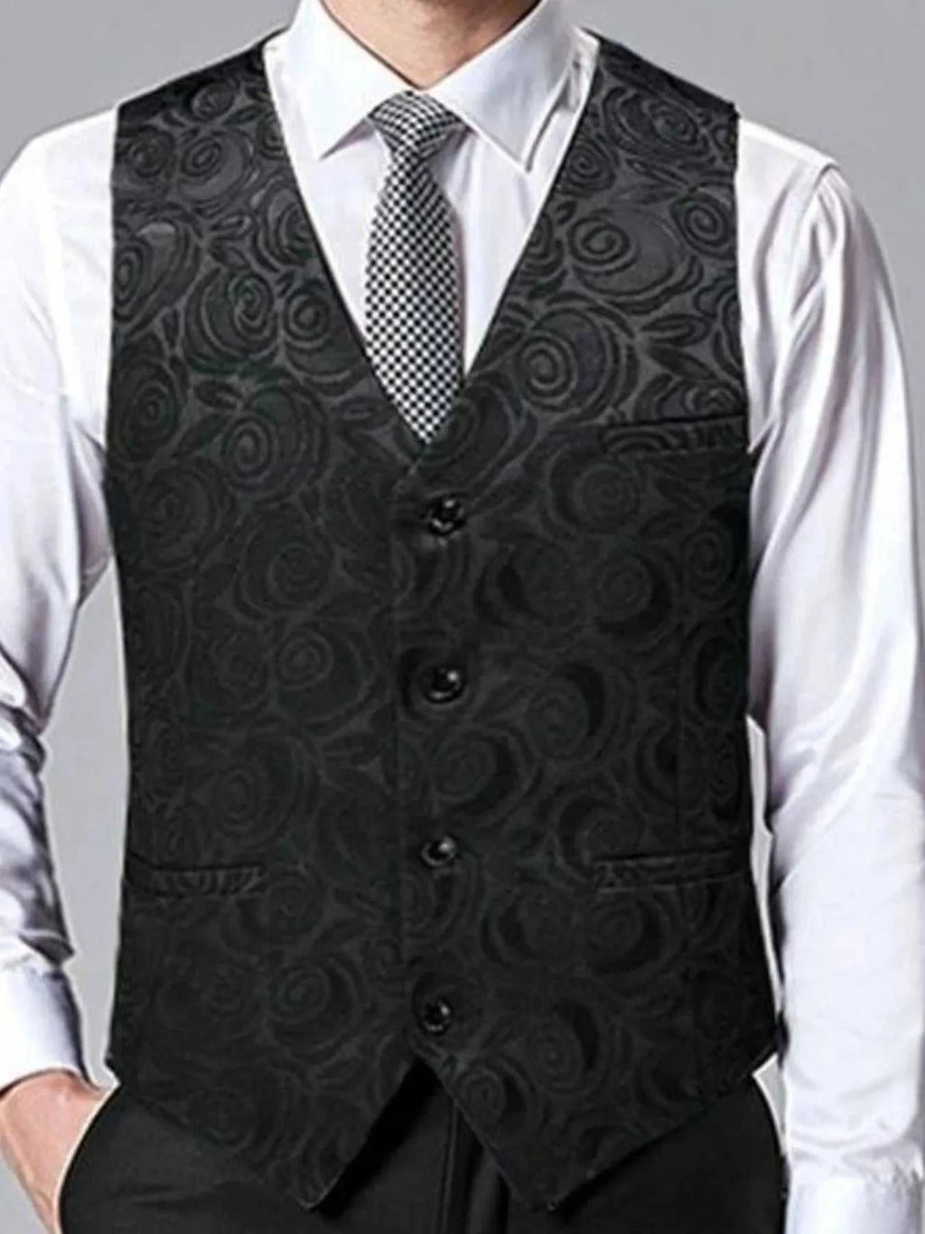 Men's Plus Size V-Neck Button Up Vest