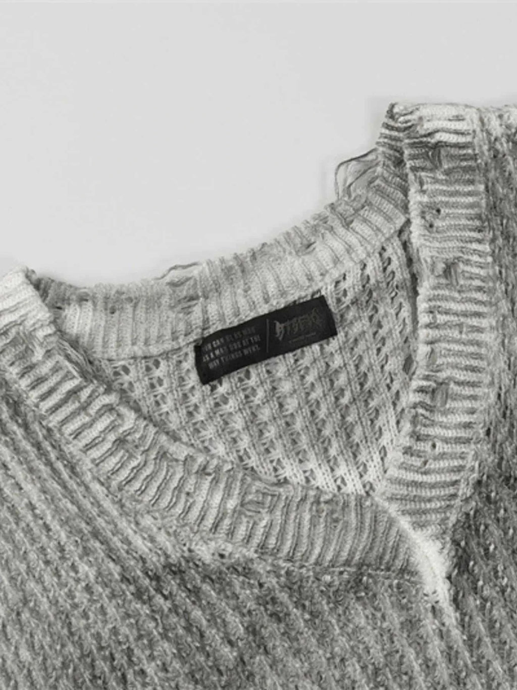 Men's Distressed Knit Vest with Frayed Edges