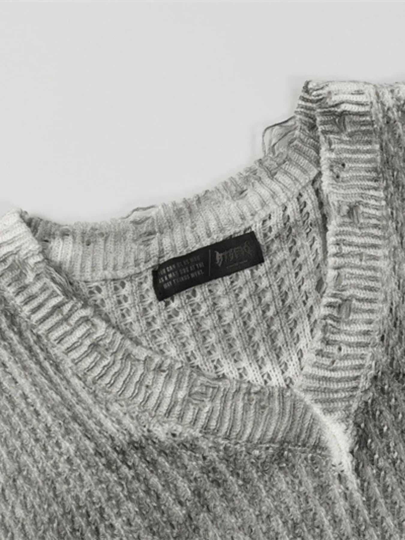 Men's Distressed Knit Vest with Frayed Edges