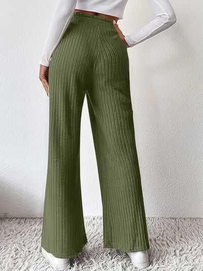 Ribbed High Waist Pants -- 