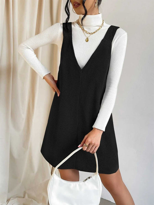 V-Neck Sleeveless Knit Mini Dress