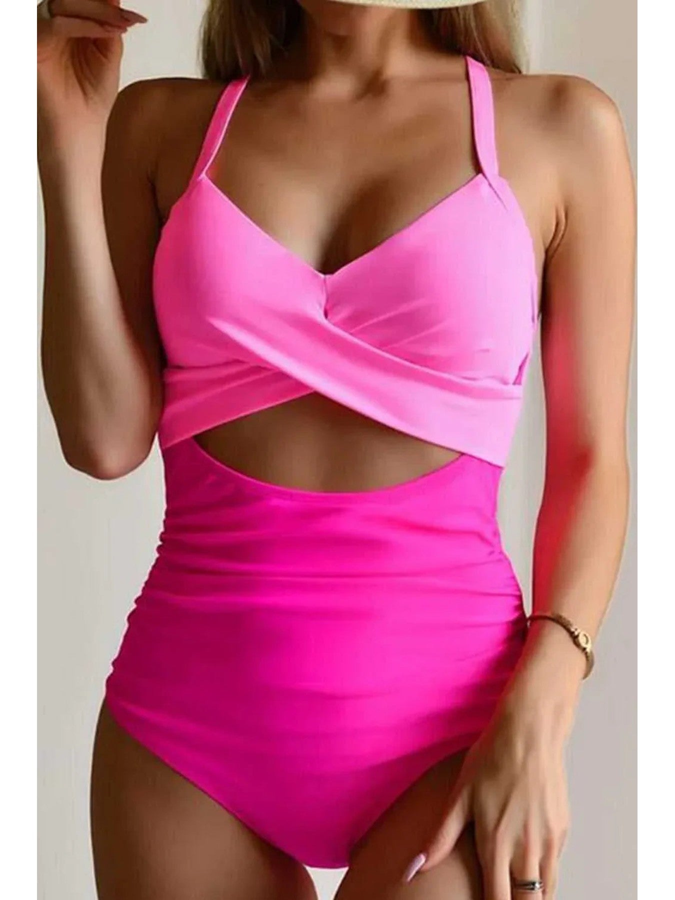 Tied Crisscross Cutout One-Piece Swimwear -- 