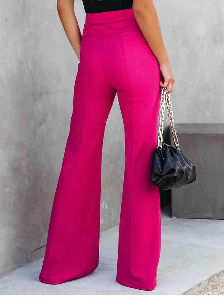 Front Slit Flare Leg Pants -- 