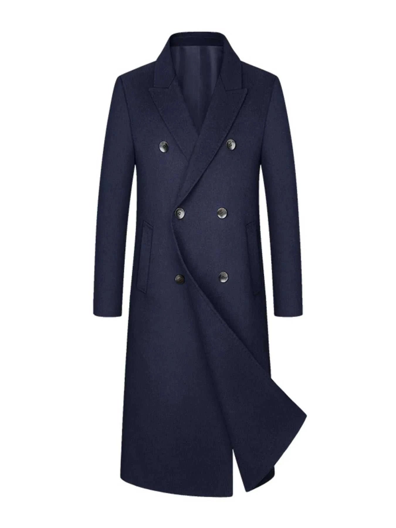 Men's Plus Size Double-Breasted Longline Coat