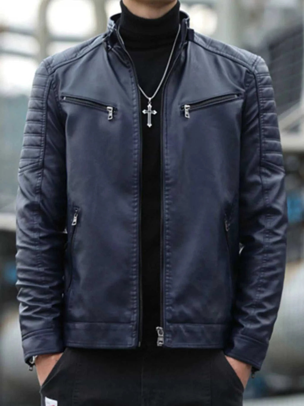 Men's Plus Size Zip Up Long Sleeve Jacket
