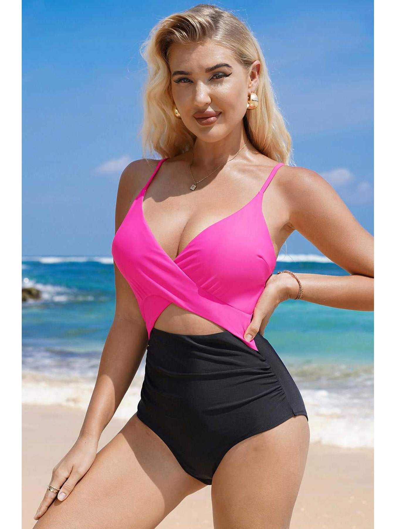 Cutout Spaghetti Strap One-Piece Swimwear -- 