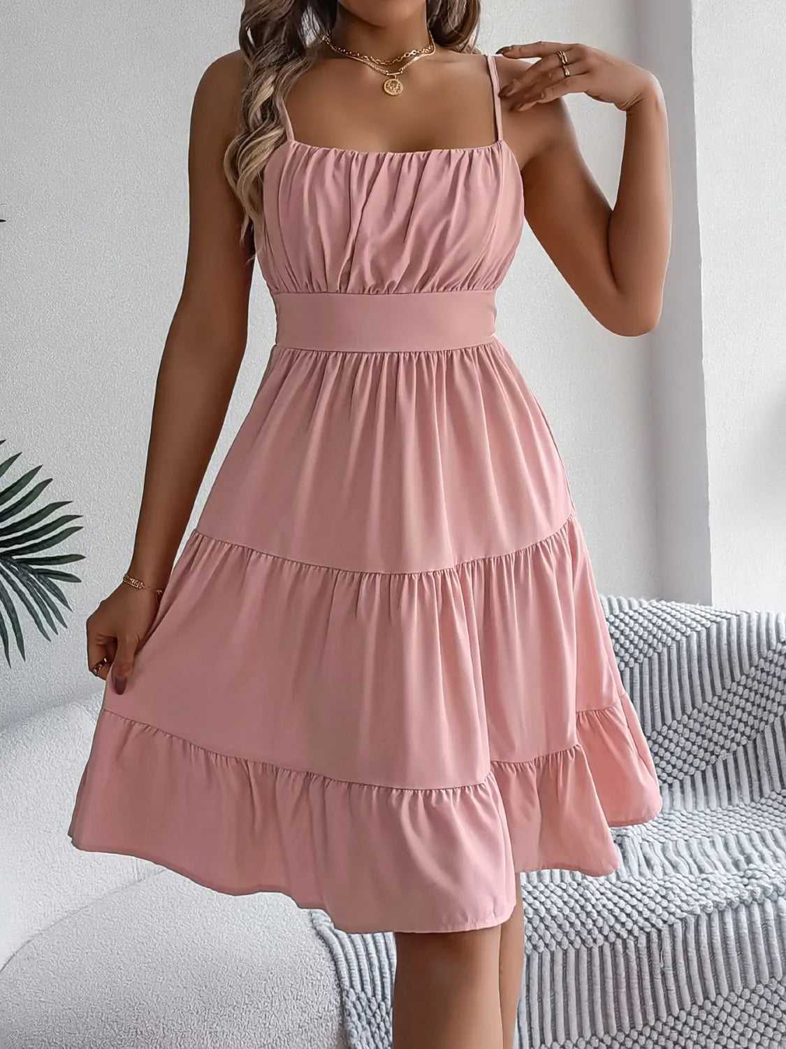 Smocked Back Tiered Cami Dress