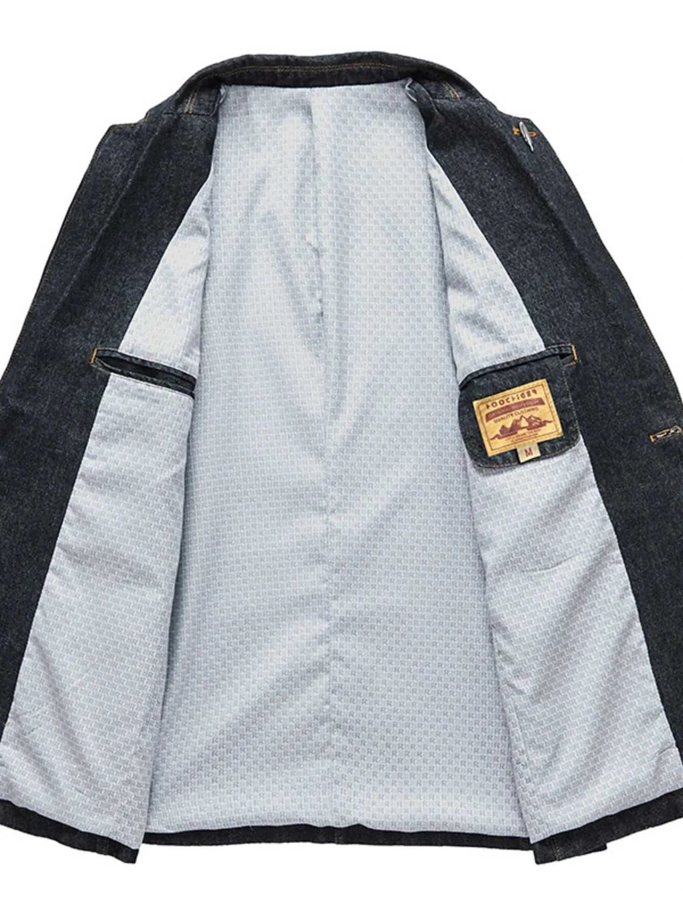 Men's Plus Size Lapel Collar Long Sleeve Denim Blazer