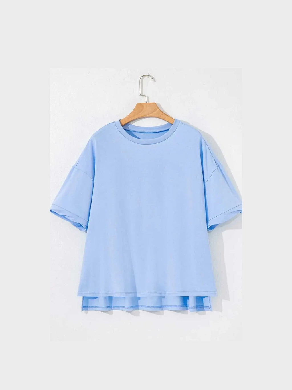 Loose Half Sleeve Hi Low Hem T Shirt -- 