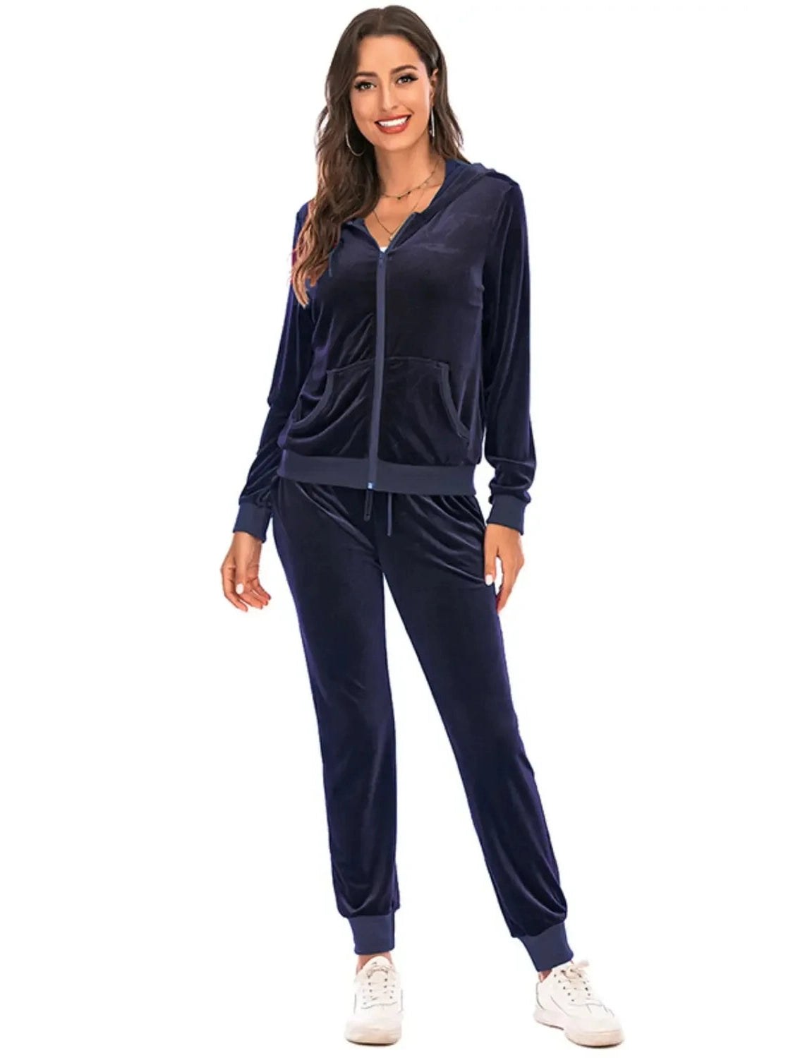 Zip-Up Hooded Jacket and Pants Set -- 