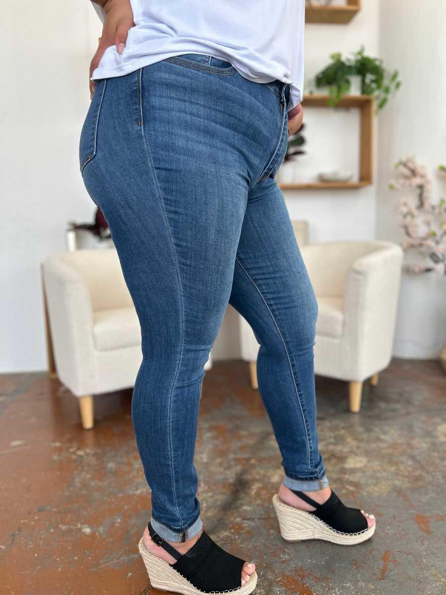 Judy Blue Full Size Cuffed Hem Skinny Jeans -- 