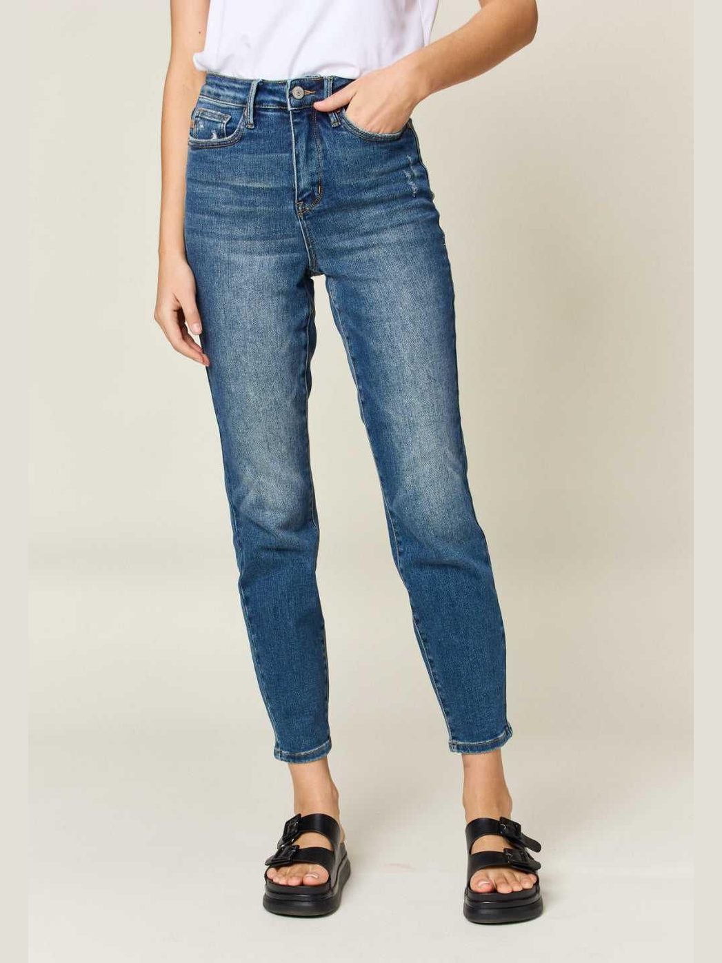 Judy Blue Full Size Tummy Control High Waist Slim Jeans -- 