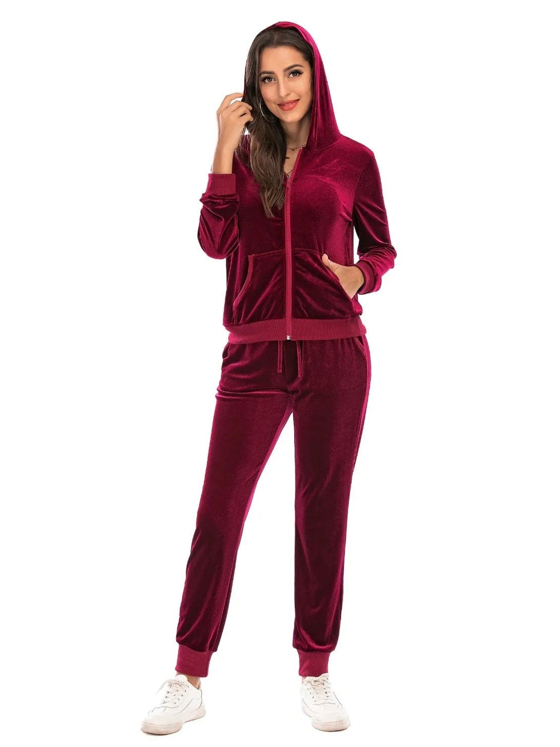 Zip-Up Hooded Jacket and Pants Set -- 