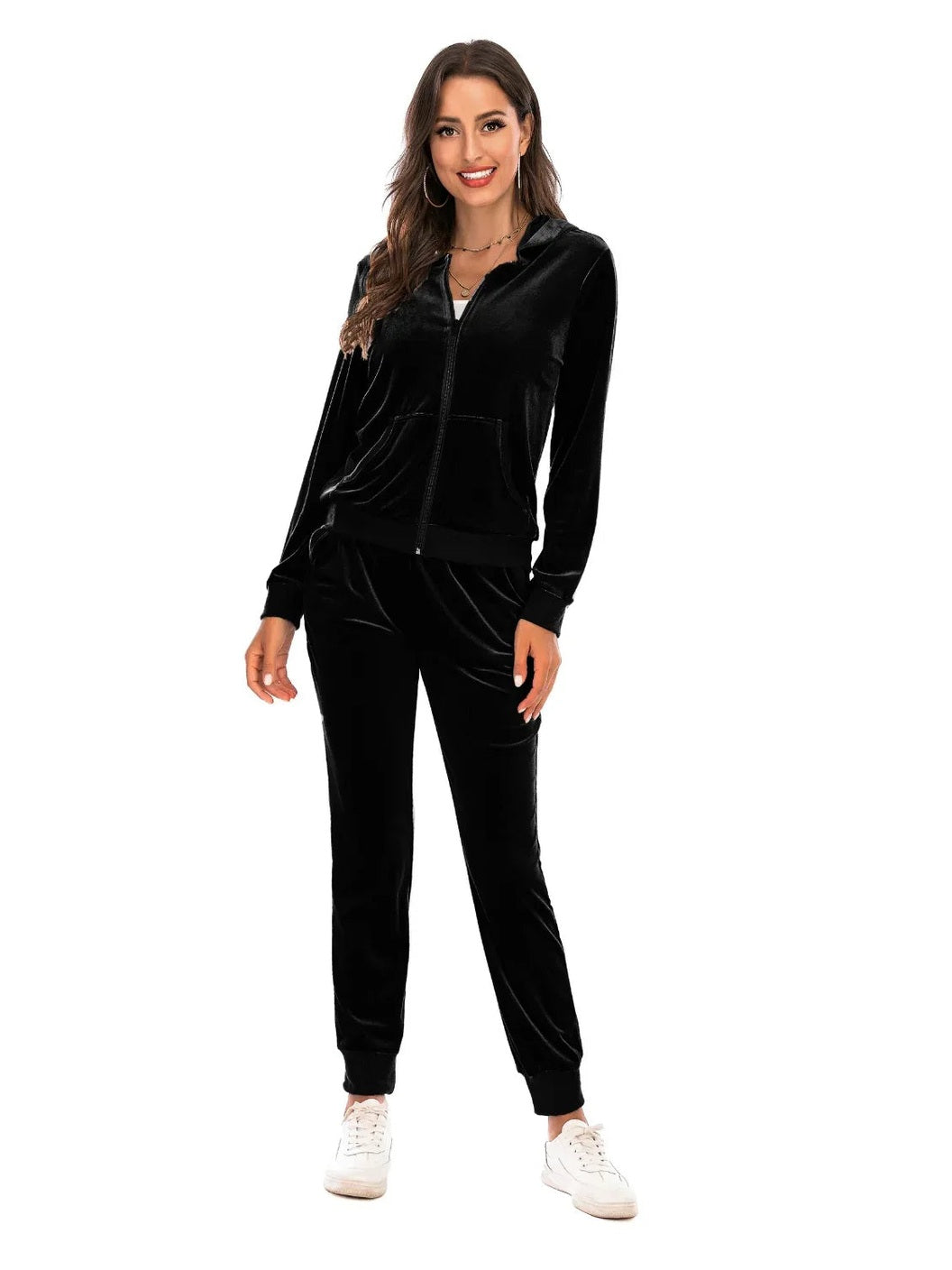 Zip-Up Hooded Jacket and Pants Set -- 