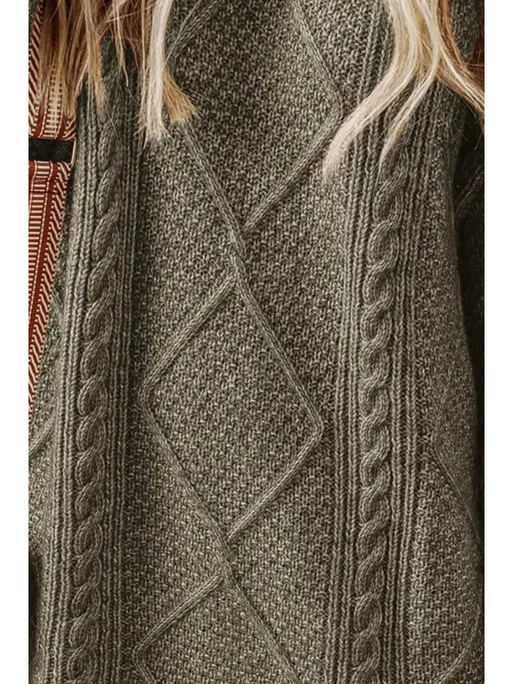 Cable-Knit Round Neck Sweater Dress -- 