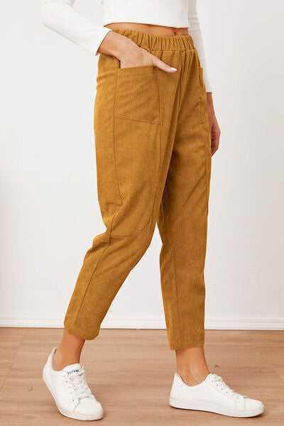 Pocketed Elastic Waist Pants -- 