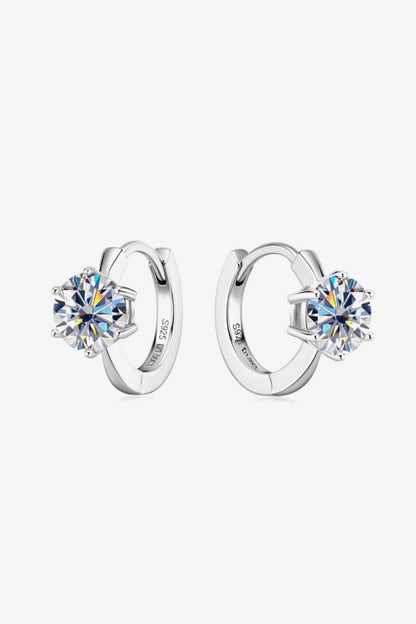 2 Carat Moissanite 925 Sterling Silver Huggie Earrings - Hopeford Streams