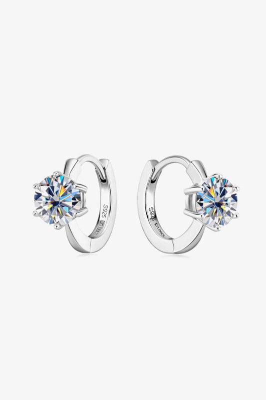 2 Carat Moissanite 925 Sterling Silver Huggie Earrings - Hopeford Streams