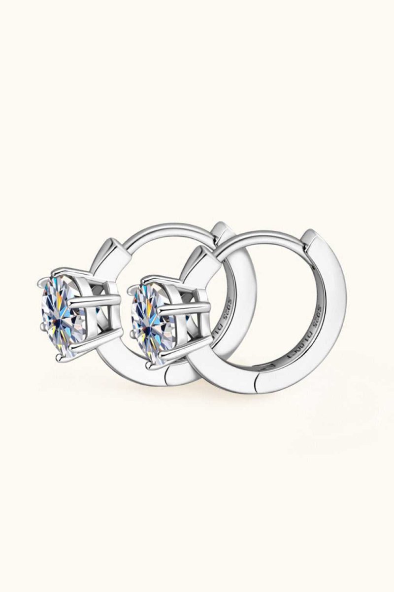 2 Carat Moissanite 925 Sterling Silver Huggie Earrings - Hopeford Streams