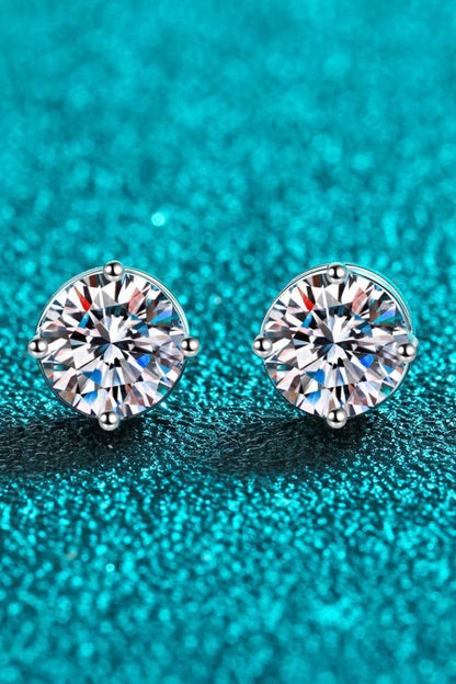 2 Carat Moissanite Rhodium - Plated Stud Earrings - Hopeford Streams