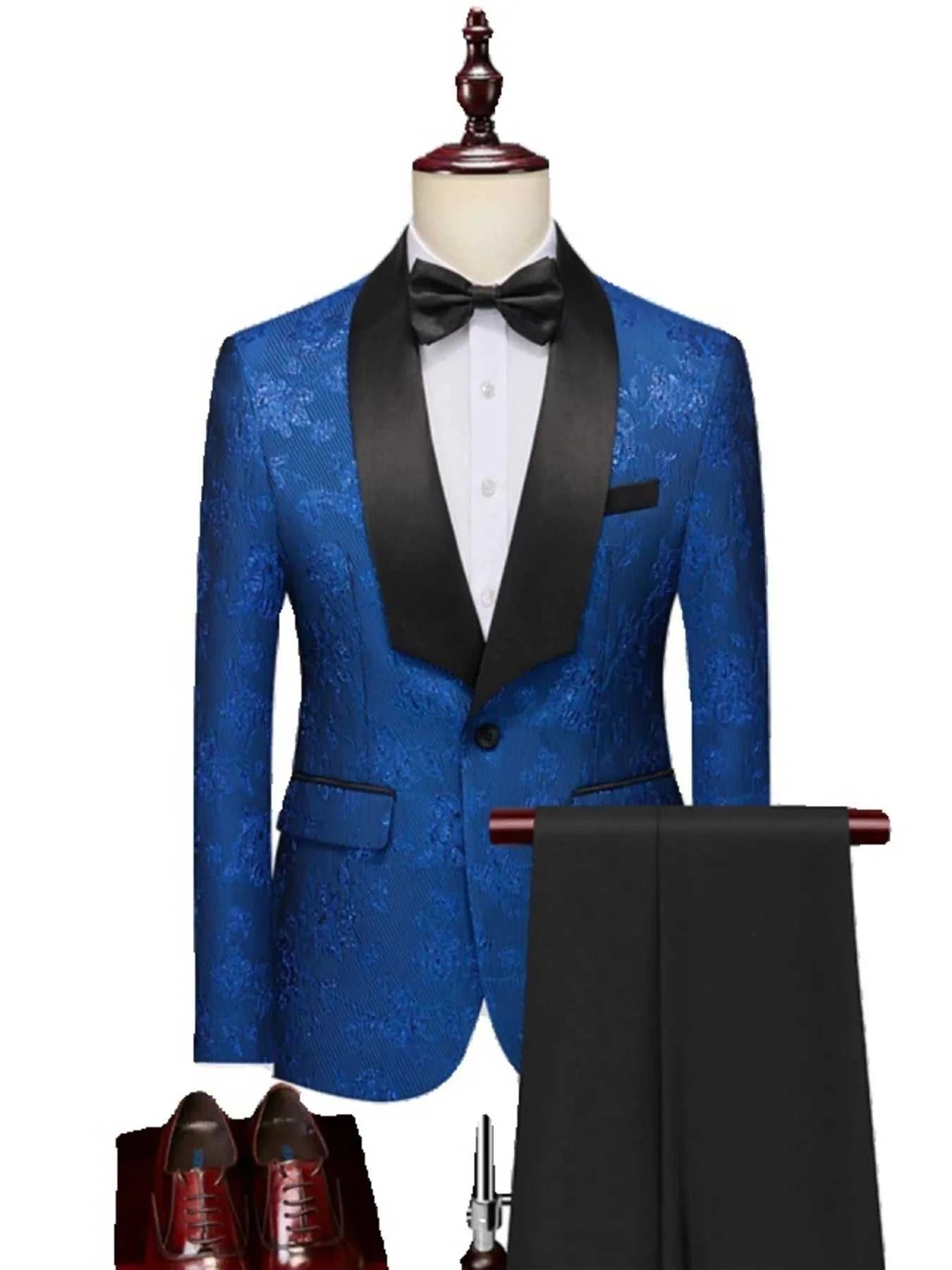 Men's Plus Size One Button Long Sleeve Blazer and Pants Set