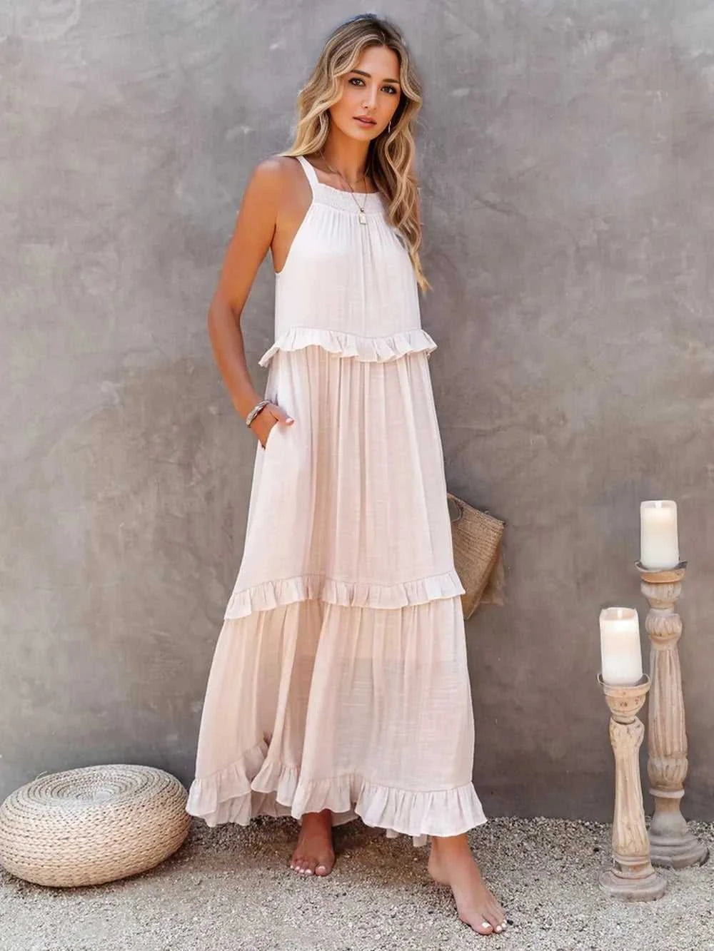 Ruffled Sleeveless Tiered Maxi Dress with Pockets - product_type from hopeford-streams.myshopify.com