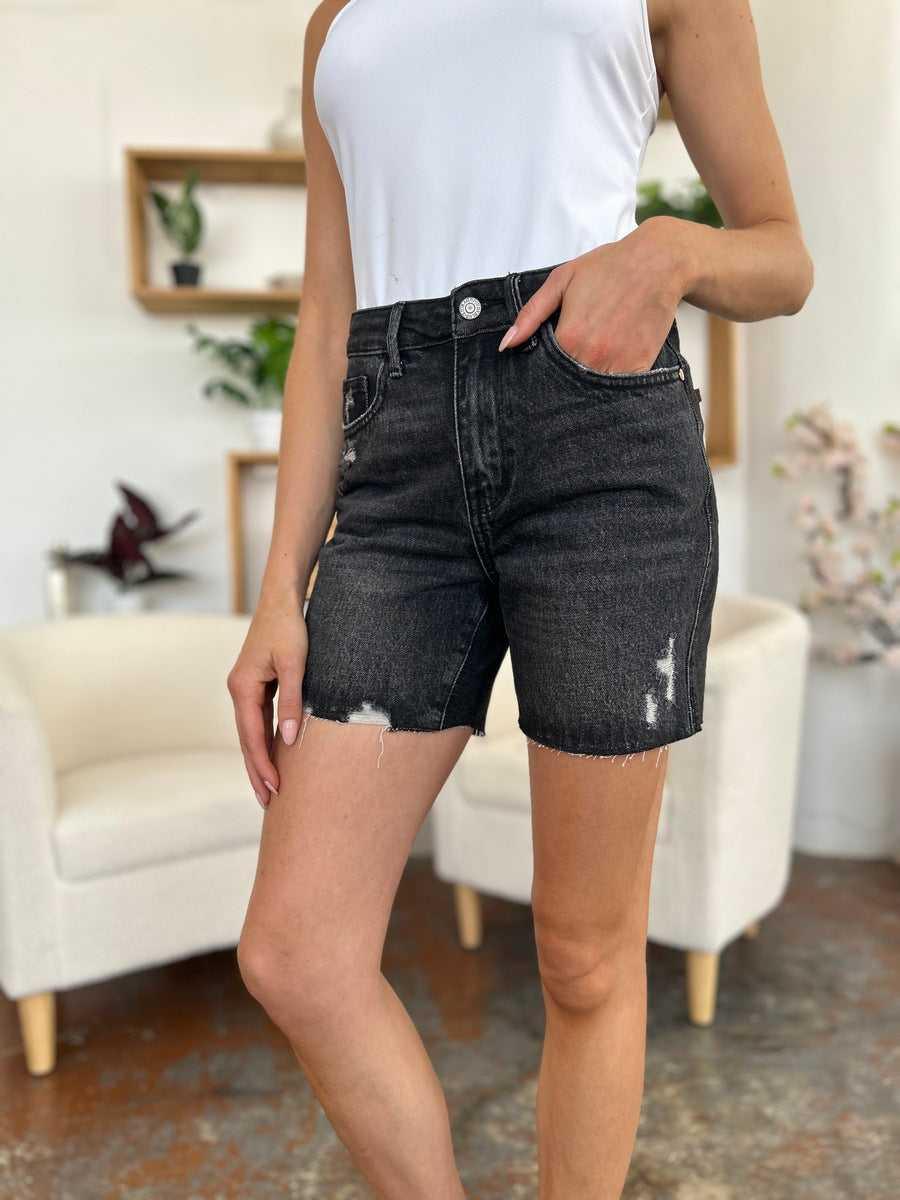 Judy Blue Full Size High Waist Rigid Magic Denim Shorts -- 