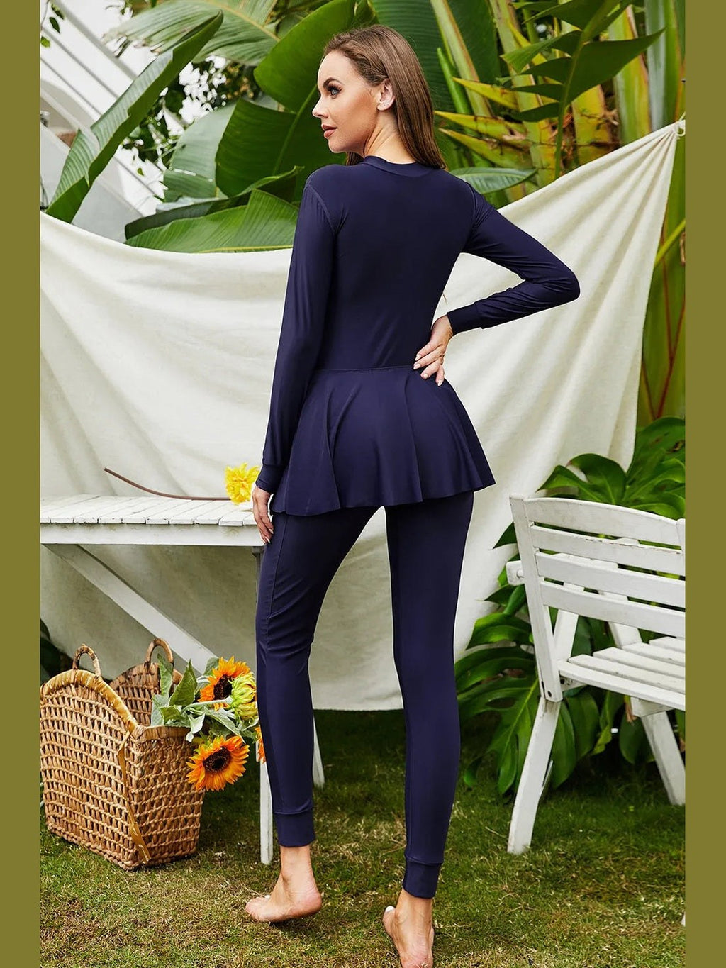 Mock Neck Long Sleeve One-Piece Swimwear