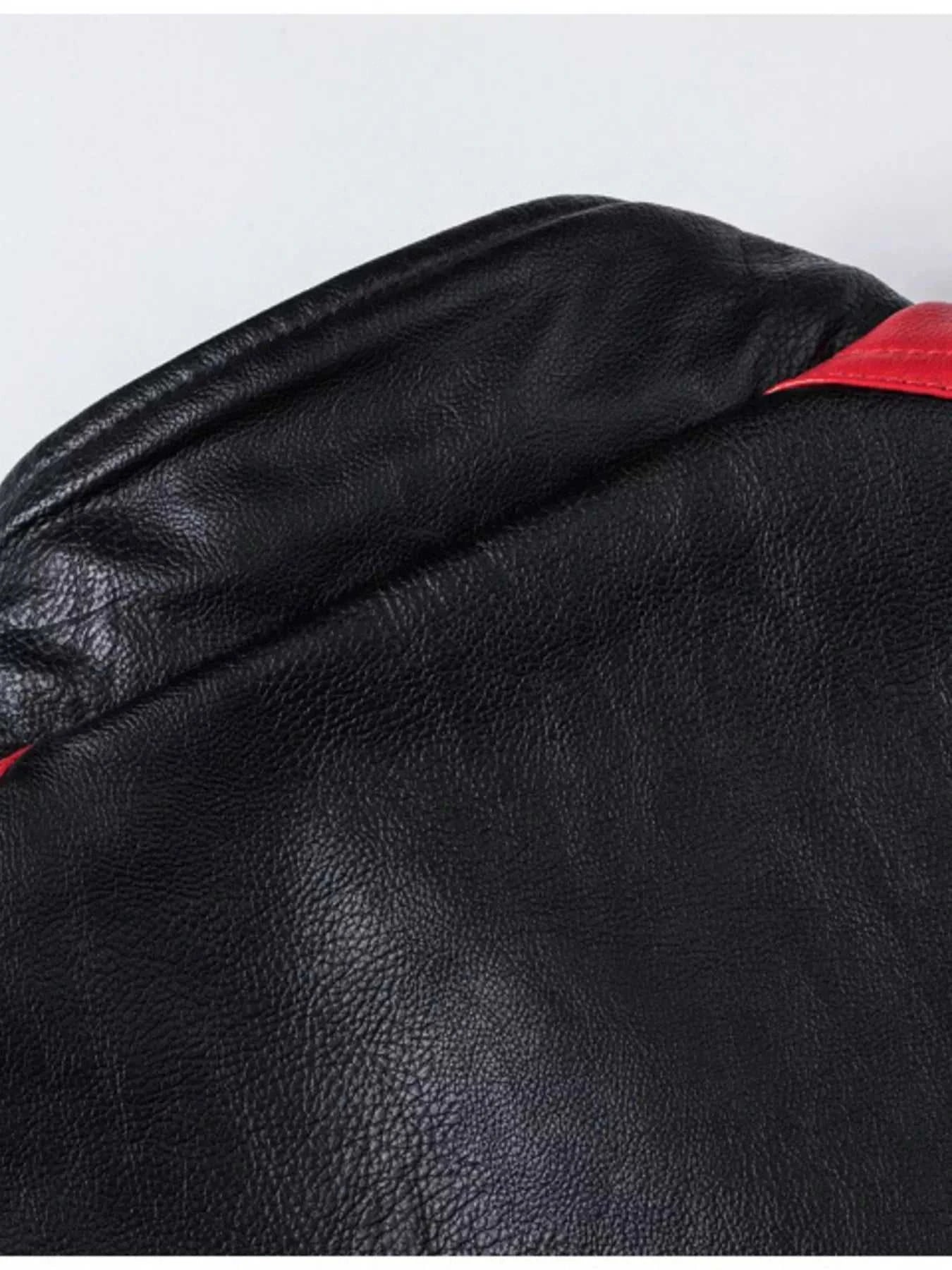 Men's Plus Size Two-Tone Slim Fit Motorcycle Leather Jacket