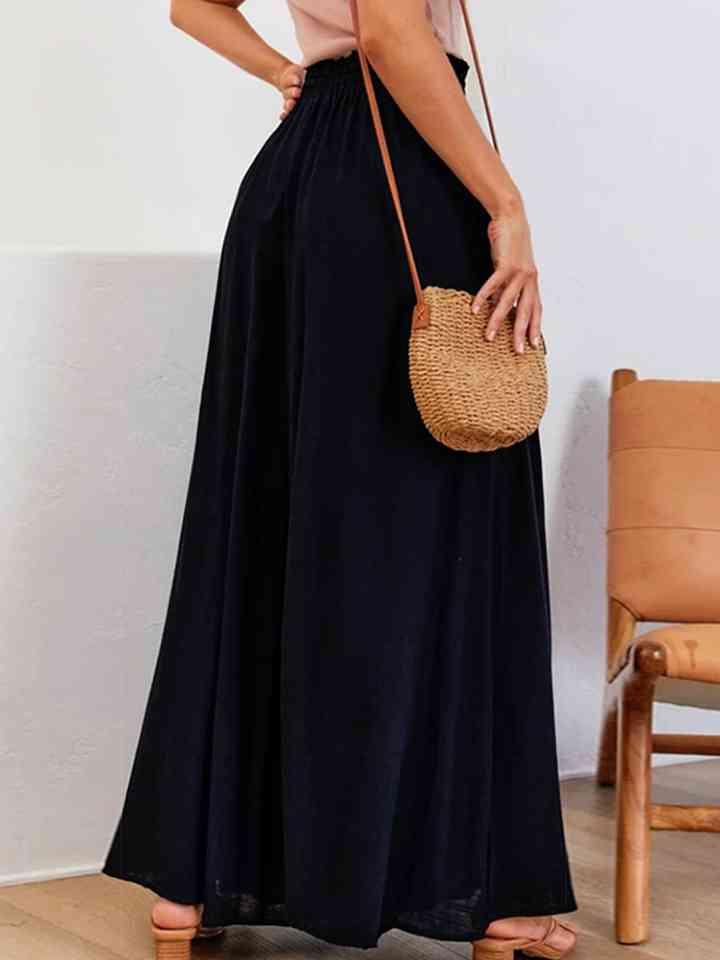 Drawstring Waist Wide Leg Pants -- 